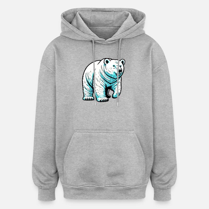 Ours blanc - Sweat à capuche oversize unisexe - gris chiné