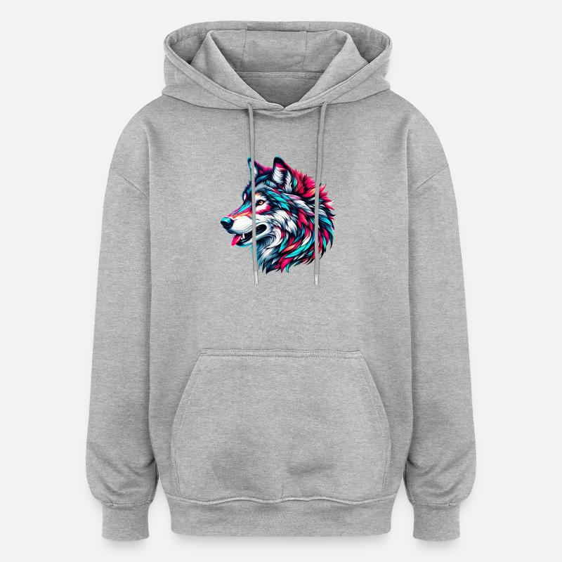 Loup - Sweat à capuche oversize unisexe - gris chiné