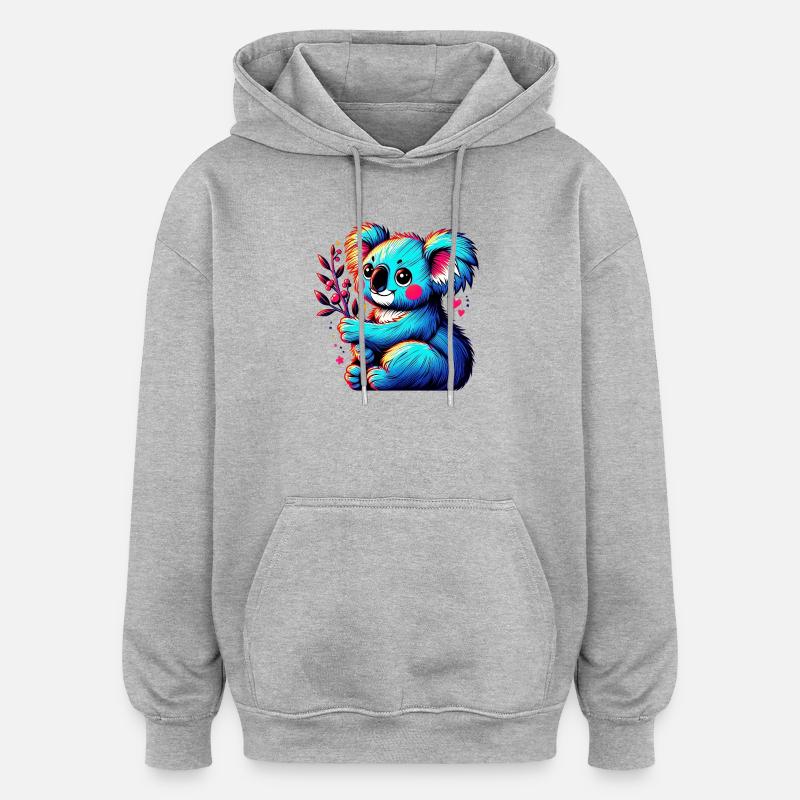 Koala - Sweat à capuche oversize unisexe - gris chiné