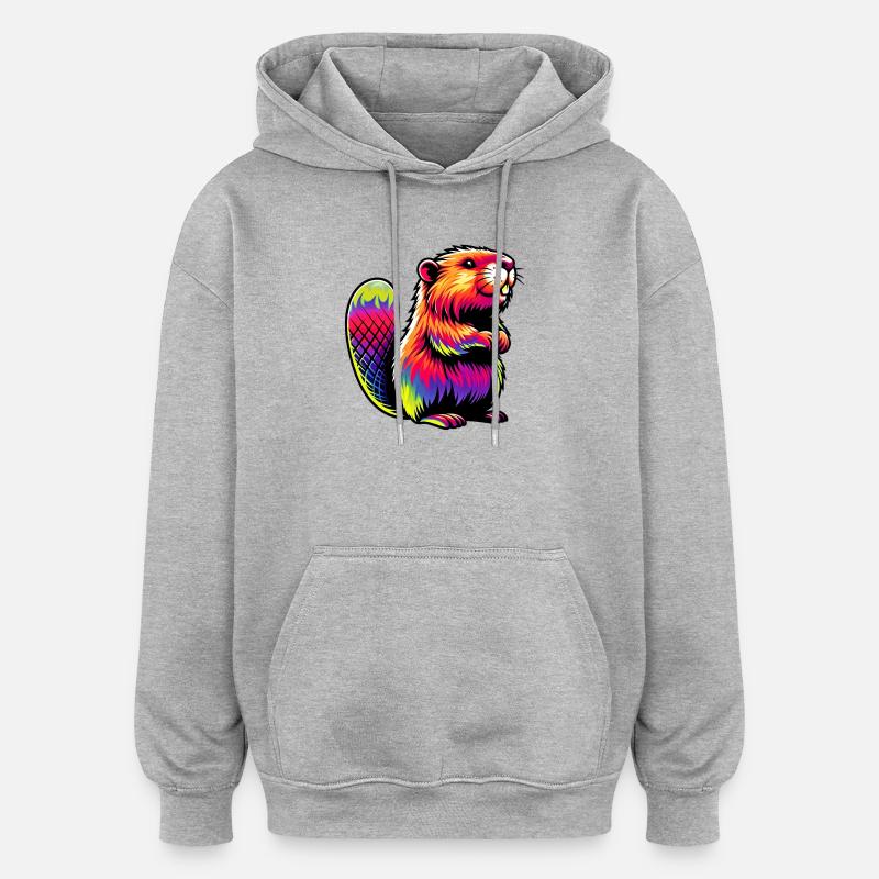 Castor - Sweat à capuche oversize unisexe - gris chiné