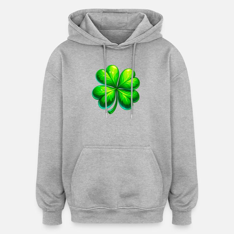Vierblättriges Kleeblatt - Oversized Unisex Hoodie - Grau meliert