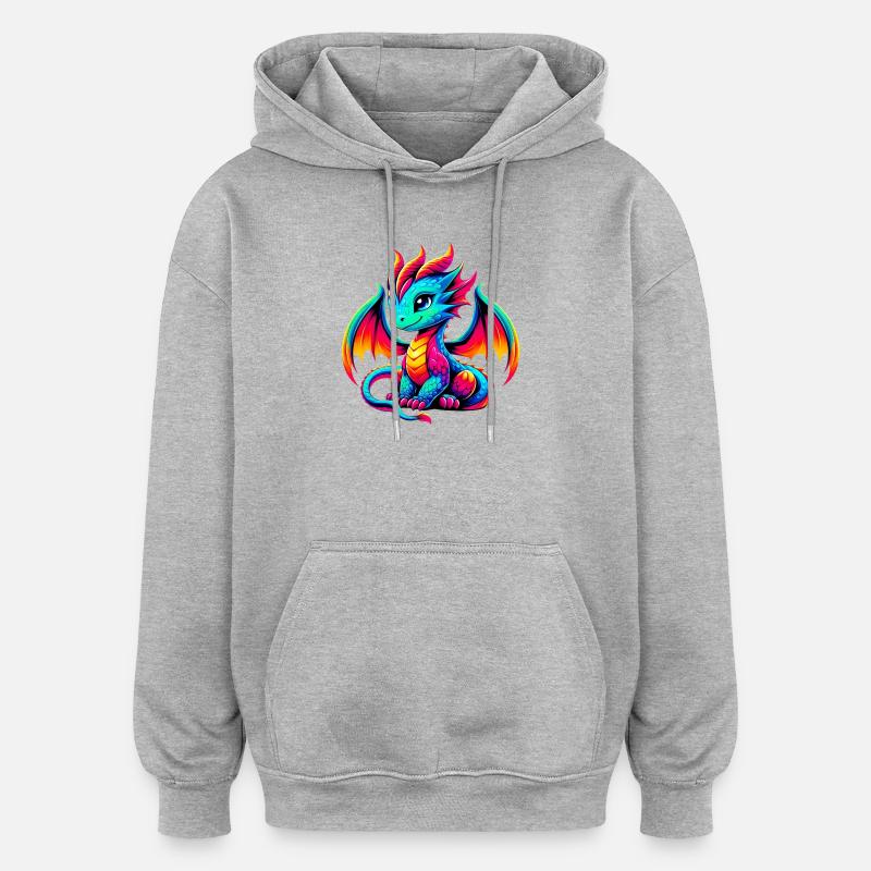 Dragon - Sweat à capuche oversize unisexe - gris chiné