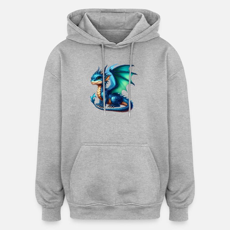 Drache - Oversized Unisex Hoodie - Grau meliert