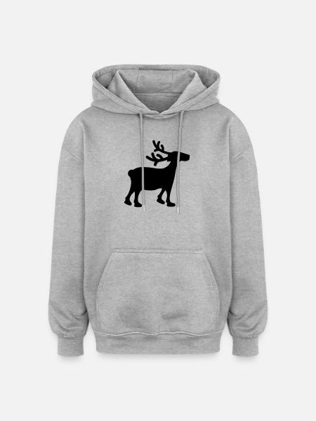Rentier Xmas 1 - Oversized Unisex Hoodie - Grau meliert