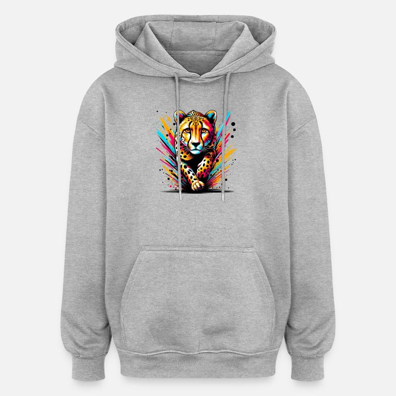 Gepard - Oversized Unisex Hoodie - Grau meliert
