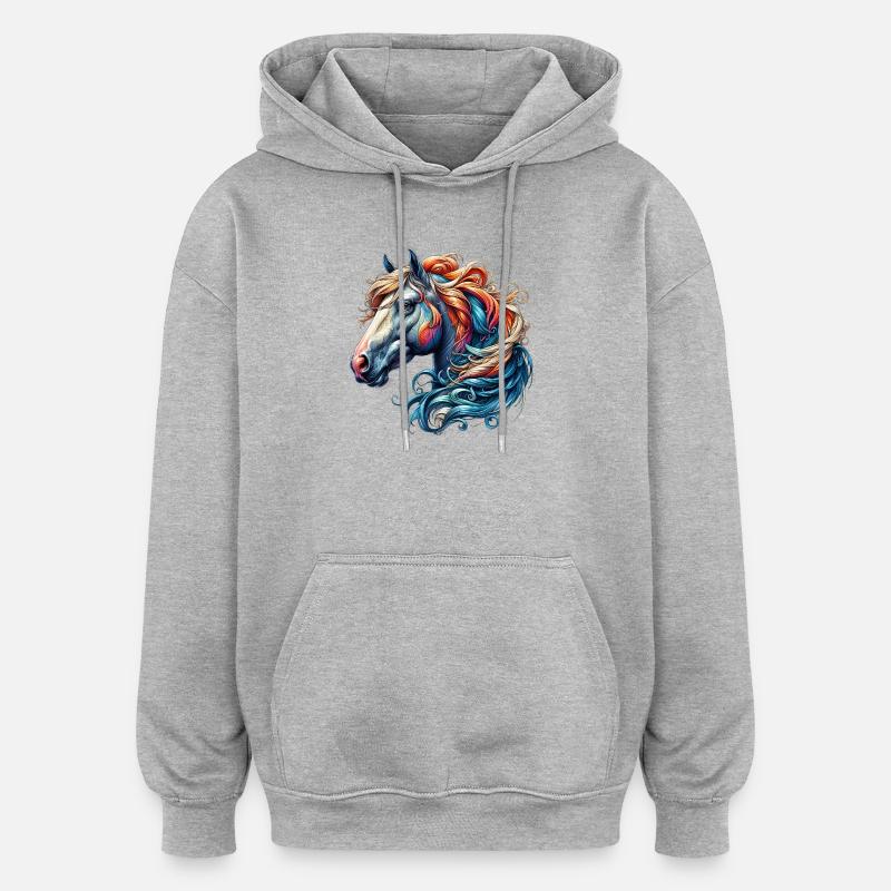 Cheval - Sweat à capuche oversize unisexe - gris chiné