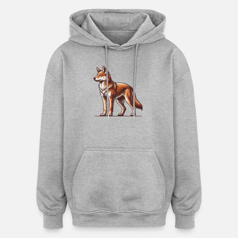 Dingo - Sweat à capuche oversize unisexe - gris chiné