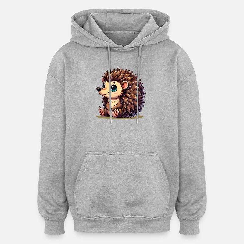 Hérisson - Sweat à capuche oversize unisexe - gris chiné