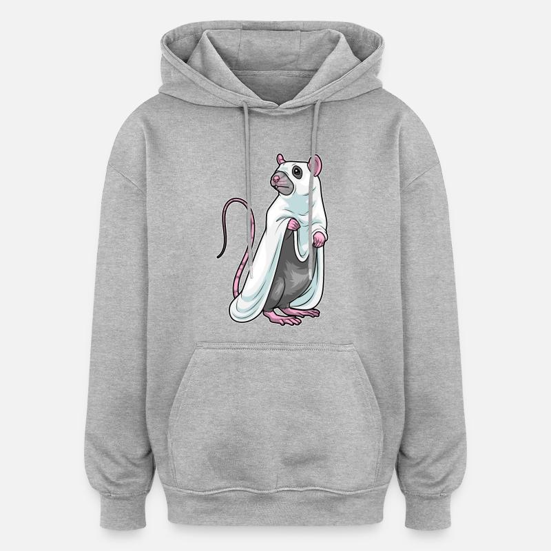 Rat Halloween Ghost - Oversized Unisex Hoodie - heather grey