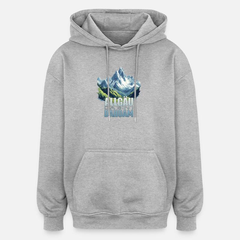Allgäu - Da bin i Dahoam - Oversized Unisex Hoodie - Grau meliert