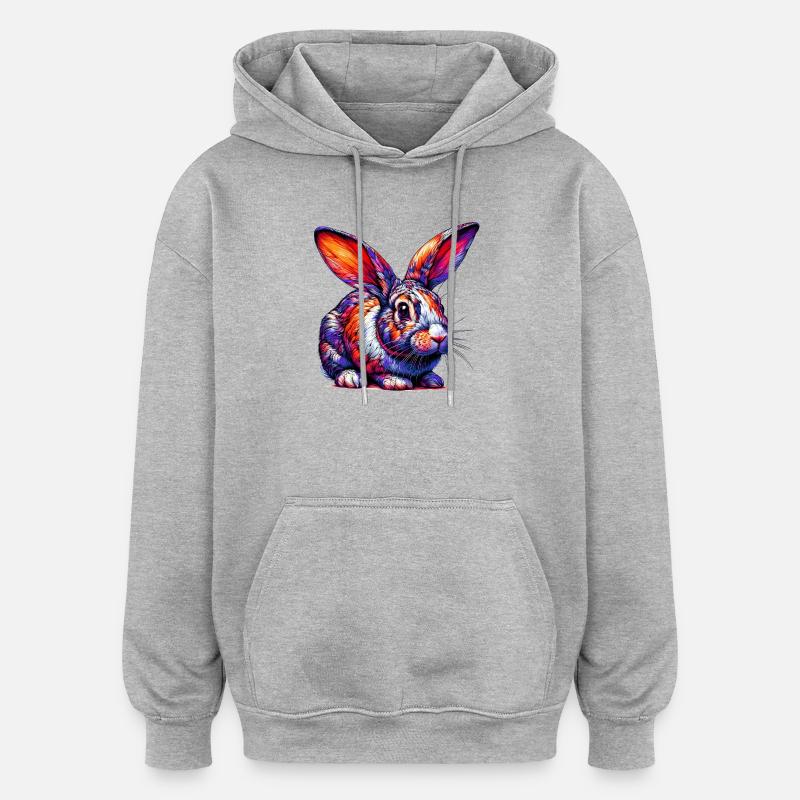Lapin - Sweat à capuche oversize unisexe - gris chiné