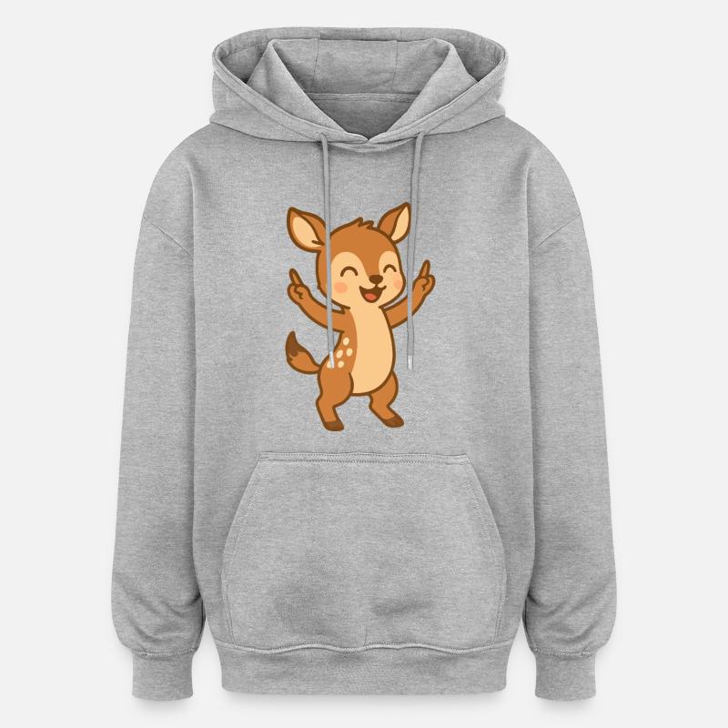 Bébé cerf dansant - Sweat à capuche oversize unisexe - gris chiné