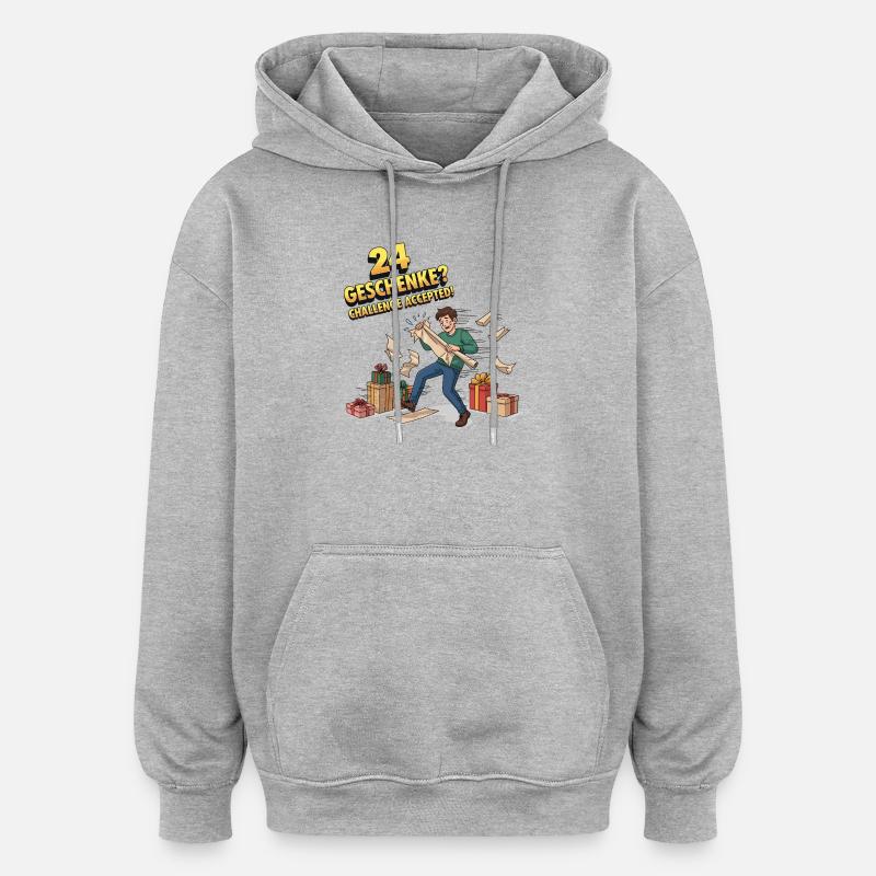 24 Geschenke? Challenge Accepted ! - Oversized Unisex Hoodie - Grau meliert