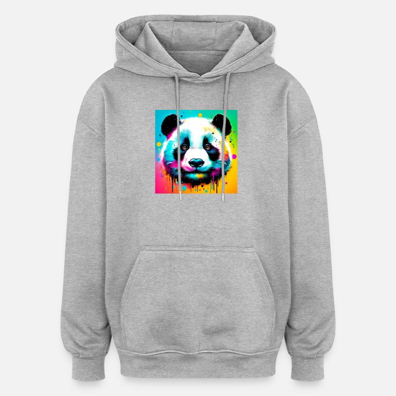 panda - Sweat à capuche oversize unisexe - gris chiné