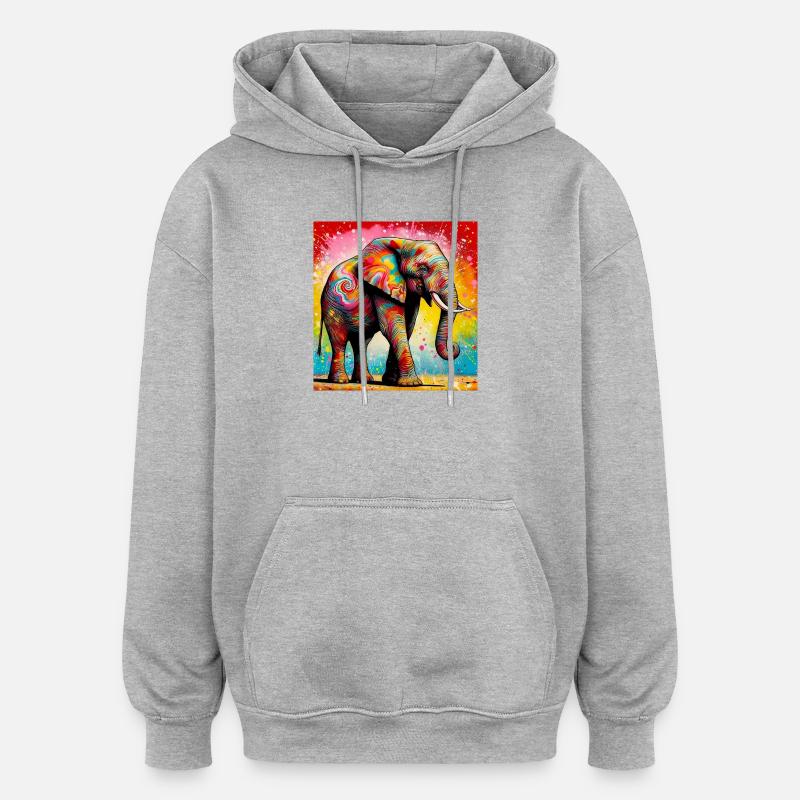éléphant - Sweat à capuche oversize unisexe - gris chiné
