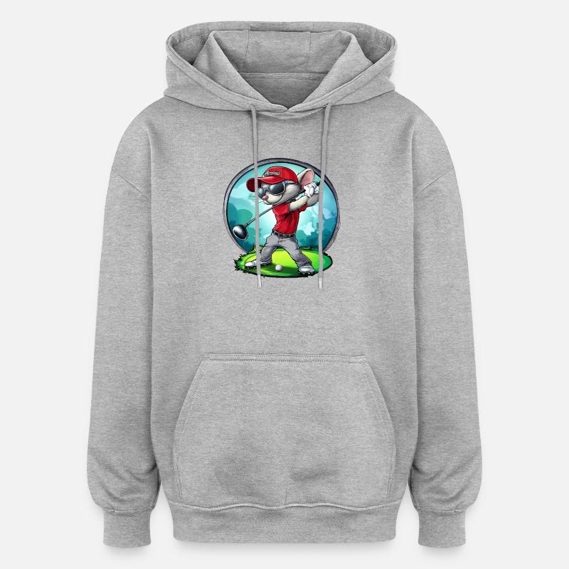 Mäuse Golfer / Golf Maus - Oversized Unisex Hoodie - Grau meliert