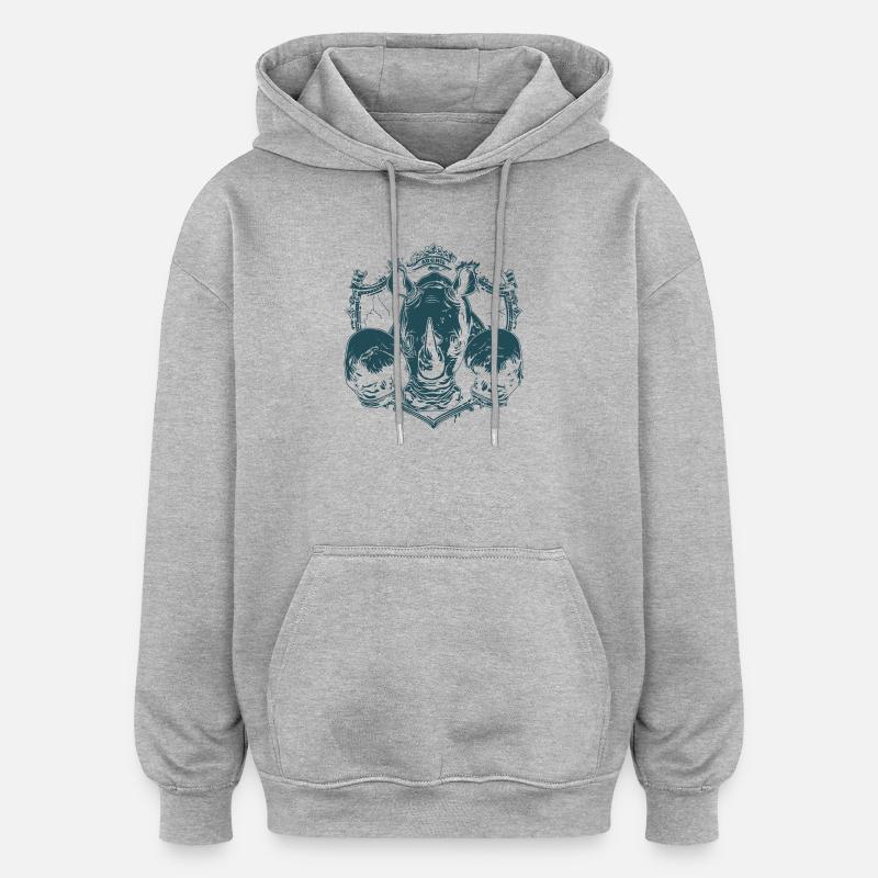 Nashorn Boxer - Oversized Unisex Hoodie - Grau meliert