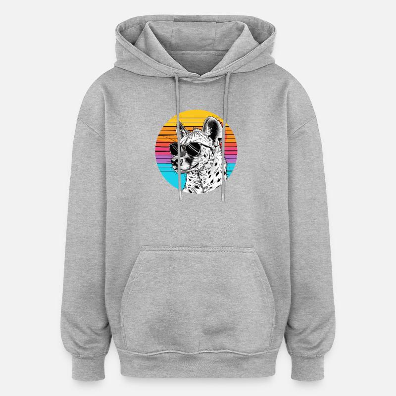 Chill Cheetah avec lunettes de soleil - Sweat à capuche oversize unisexe - gris chiné