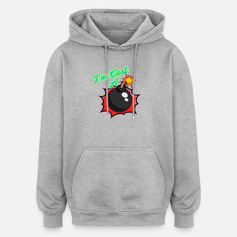 Phrases drôles argot conception graphique - Sweat à capuche oversize unisexe - gris chiné