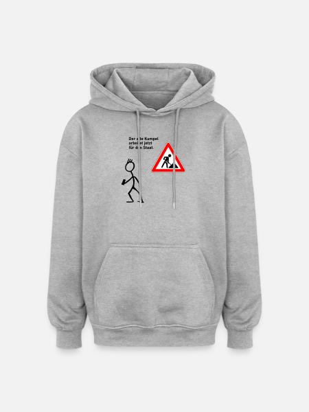 Arbeit beim Staat - Oversized Unisex Hoodie - Grau meliert