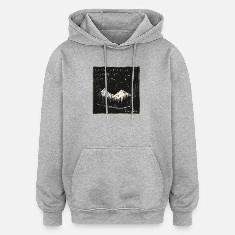 Ciel étoilé chrétien - Sweat à capuche oversize unisexe - gris chiné