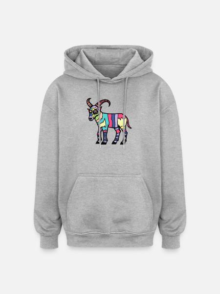 Bergziege Halloween Zombie - Oversized Unisex Hoodie - Grau meliert