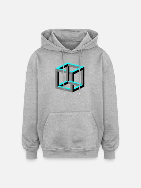 Cube - Sweat à capuche oversize unisexe - gris chiné