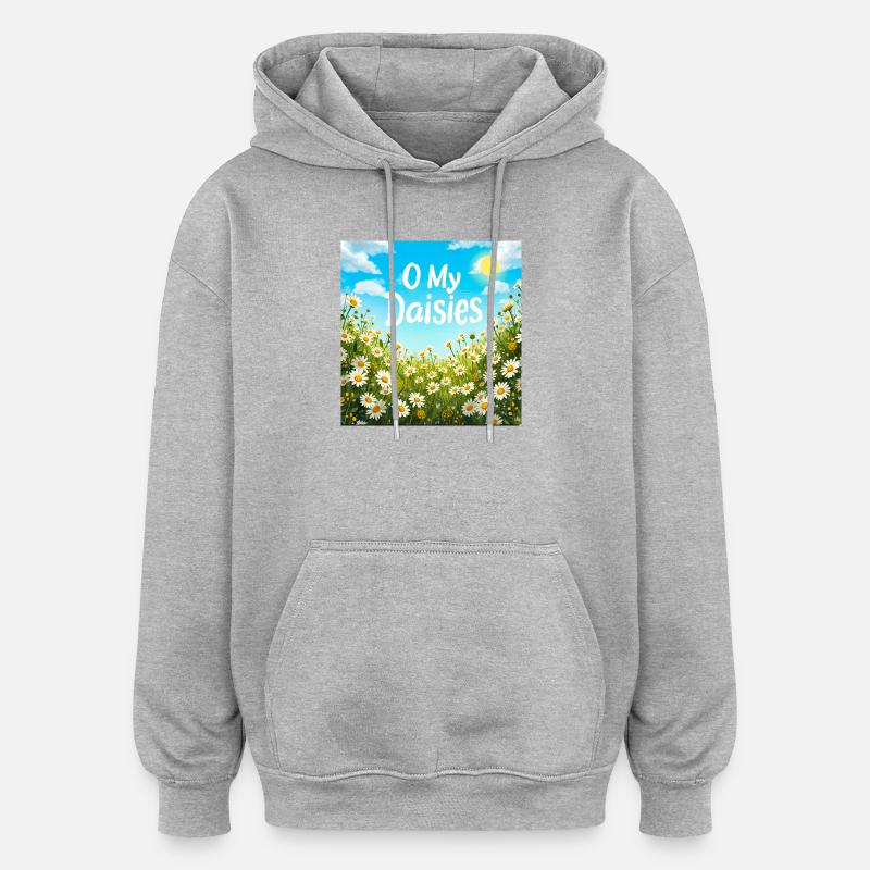 O Meine Gänseblümchen Field Print - Oversized Unisex Hoodie - Grau meliert