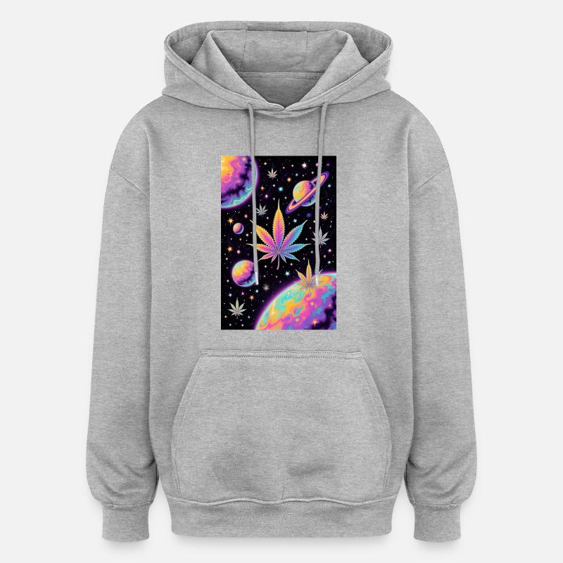 Schéma du cannabis spatial psychédélique - Sweat à capuche oversize unisexe - gris chiné