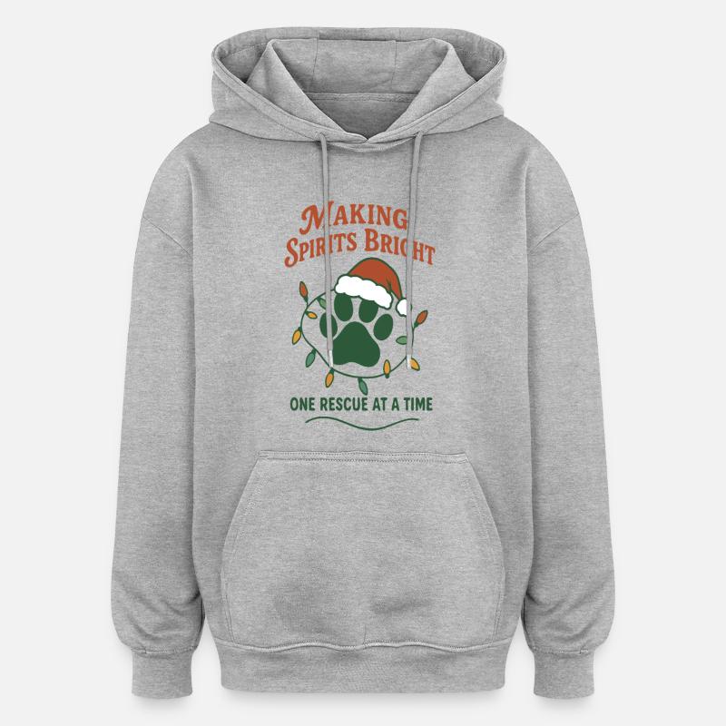 Christmas Rescue Paw Making Spirits Bright - Sweat à capuche oversize unisexe - gris chiné