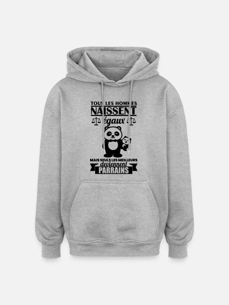 Cadeau Parrain Panda – Meilleur Parrain - Sweat à capuche oversize unisexe - gris chiné