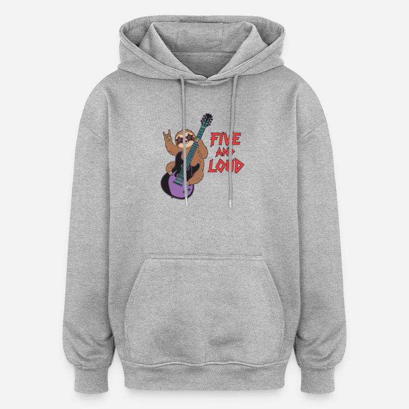 Rocker paresseux à cinq et bruyants - Sweat à capuche oversize unisexe - gris chiné