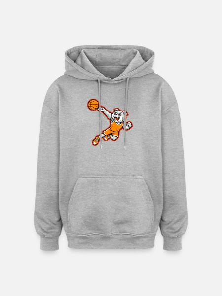 Bulldog Basketball Dunk Mascot - Oversized Unisex Hoodie - heather grey