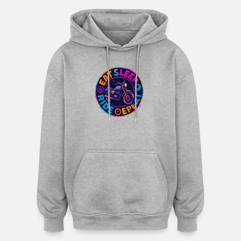 Eat Sleep Ride Repeat - Moto - Biker - Sweat à capuche oversize unisexe - gris chiné