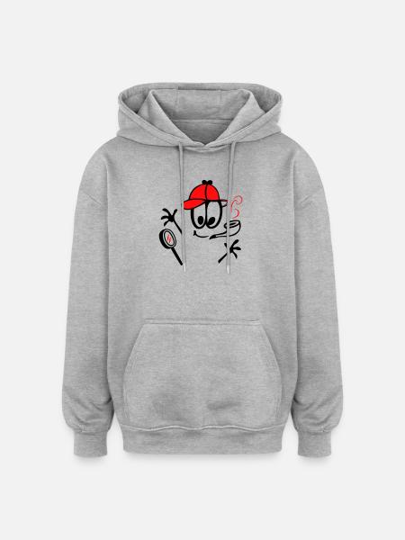 Detektiv mit Pfeife - Oversized Unisex Hoodie - Grau meliert