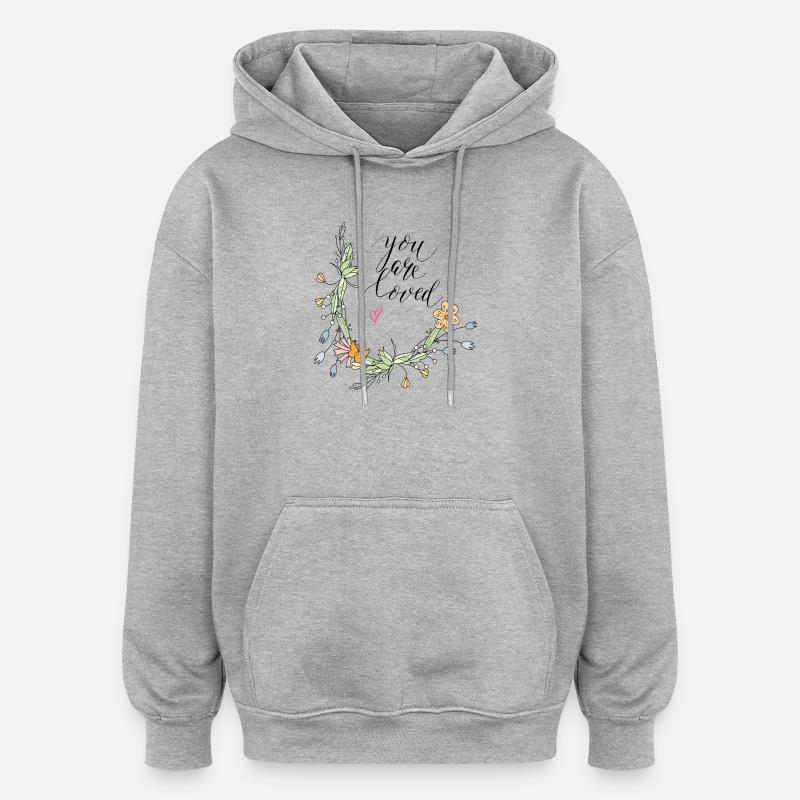 Vrille de fleur - Sweat à capuche oversize unisexe - gris chiné