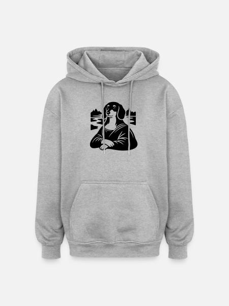 Dachshund Lisa Portrait - Oversized Unisex Hoodie - heather grey