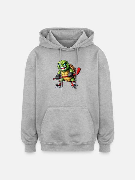 Aggressive Schildkröte Eishockey Spieler Horror - Oversized Unisex Hoodie - heather grey