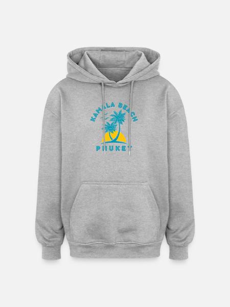 Kamala Beach Phuket Sunset Palm - Oversized Unisex Hoodie - heather grey