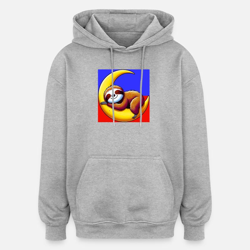 Faultier schläft auf dem Mond - Oversized Unisex Hoodie - Grau meliert