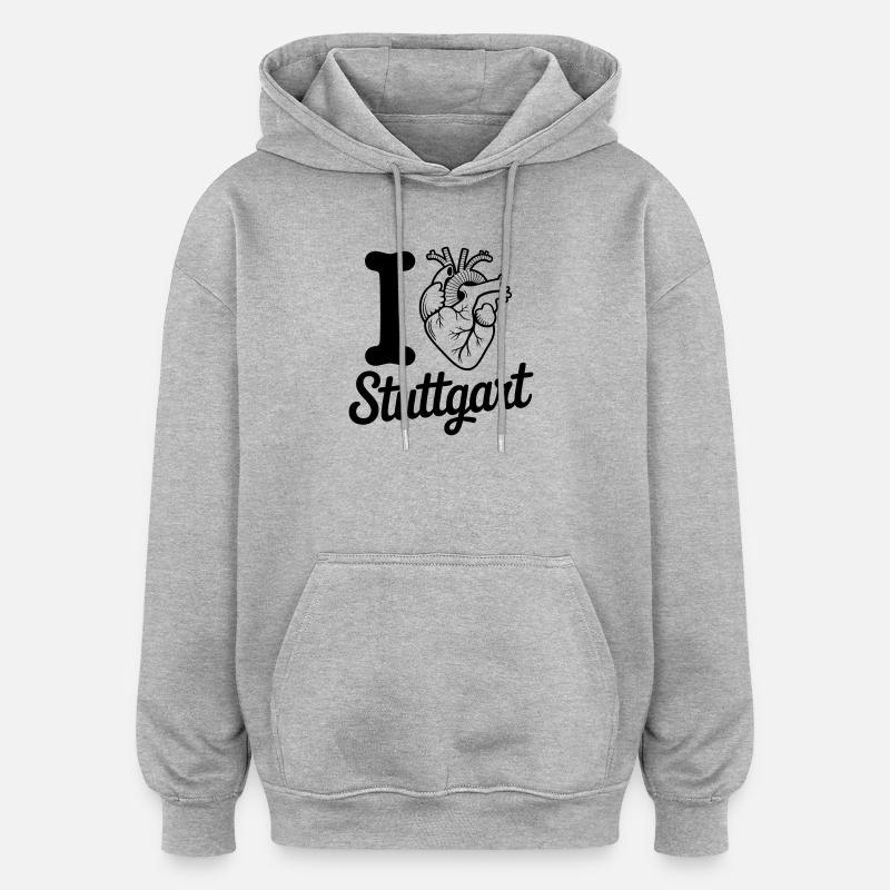 J’adore Stuttgart - Sweat à capuche oversize unisexe - gris chiné