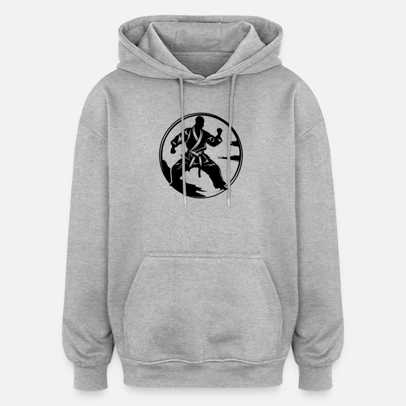 Karate Mann Silhouette - Oversized Unisex Hoodie - Grau meliert