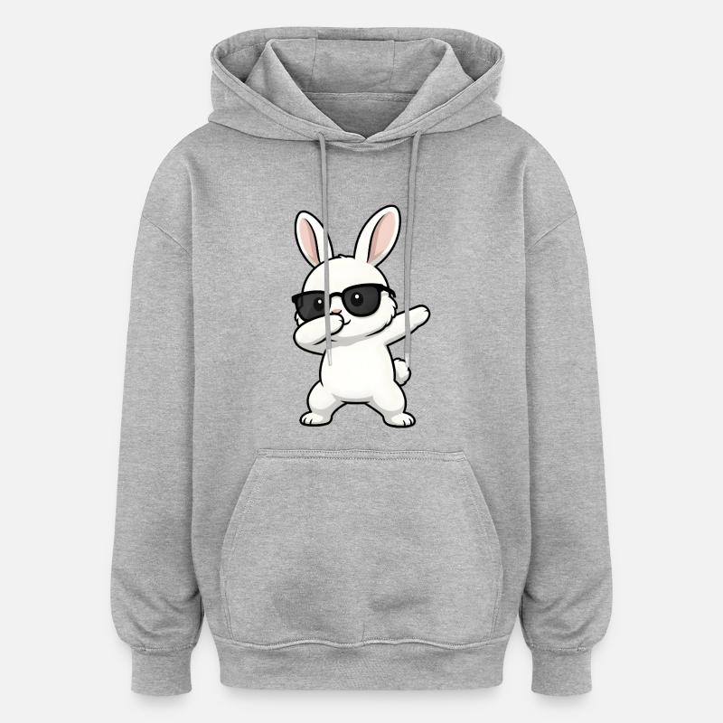 Dabbing Rabbit - Oversized Unisex Hoodie - heather grey