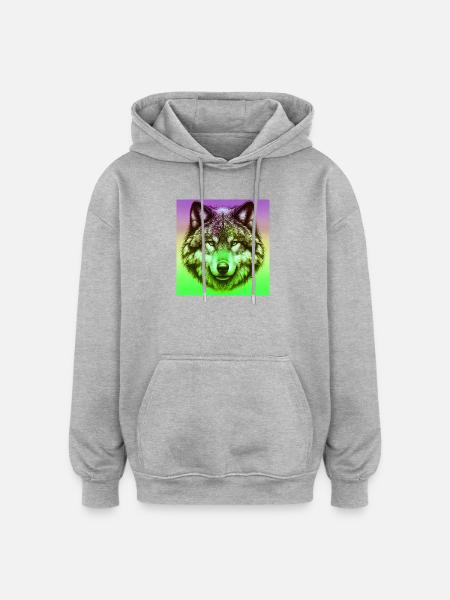 Wolf - Oversized Unisex Hoodie - heather grey