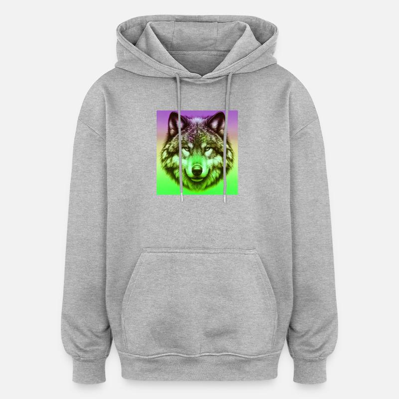 Wolf - Oversized Unisex Hoodie - heather grey