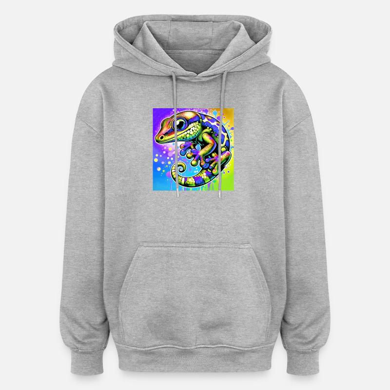 Gecko - Sweat à capuche oversize unisexe - gris chiné