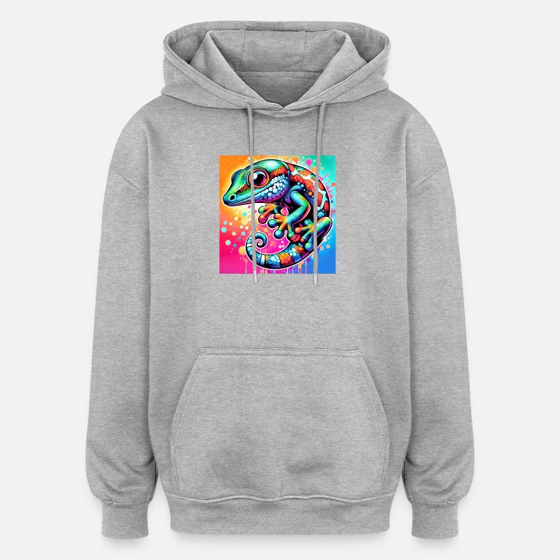 Gecko - Sweat à capuche oversize unisexe - gris chiné
