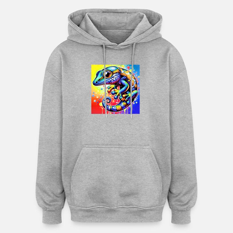 Gecko - Sweat à capuche oversize unisexe - gris chiné