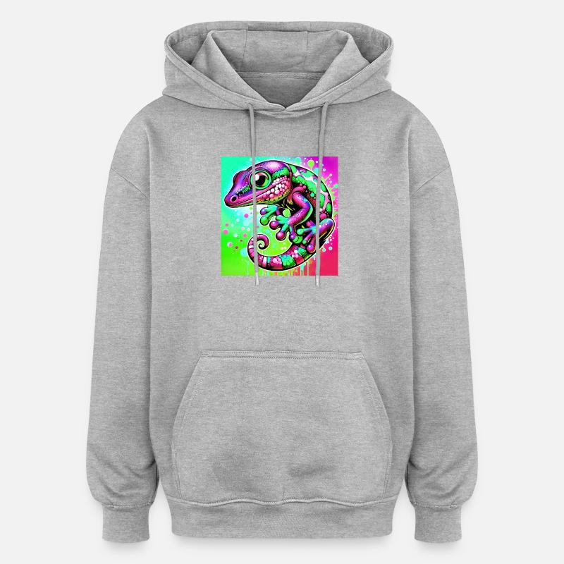 Gecko - Sweat à capuche oversize unisexe - gris chiné