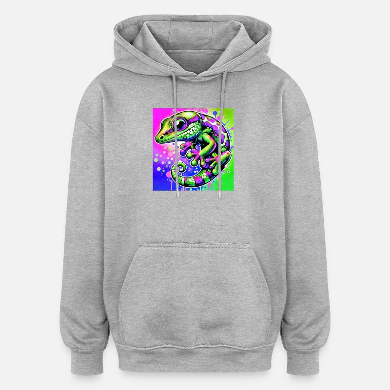 Gecko - Sweat à capuche oversize unisexe - gris chiné